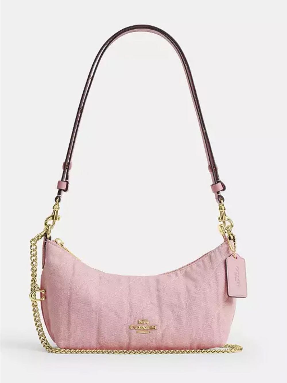 Coach Caitlin Shoulder Bag
In Regenerative Cotton With Quilting And Charm